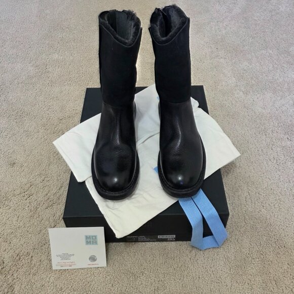 MOMA Italy Rick Nero Black Leather Ankle Boots Tronchetto EU 38.5 / US 8.5 - Picture 3 of 11